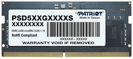 Оперативная память Patriot Memory SL 8 ГБ (8 ГБ x 1 шт.) DDR5 5600 МГц SODIMM CL46 PSD58G560041S 198361819357