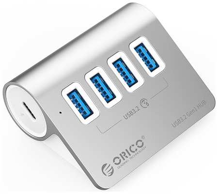 USB-концентратор ORICO M3U4-05, разъемов: 4, 50 см, серебристый 198363255827
