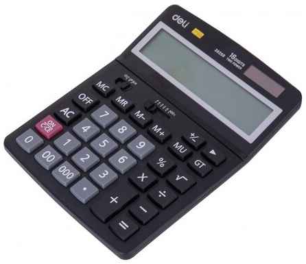 Калькулятор настольный полноразмерный Deli, двойное питание, черн E39259 198364584196