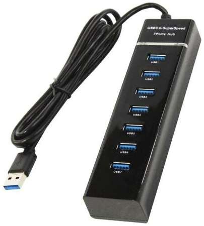 Разветвитель USB3.0 KS-is KS-569 хаб - концентратор 1 порт USB3.0 + 6 портов USB2.0 + б/п 5В 3А - чёрный 198365995749
