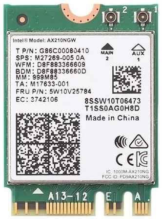 Адаптер беспроводных локальных сетей Intel® Wi-Fi 6E AX210 (Gig+) (AX210NGW) PCIE M.2 AX210.NGWG INTEL M.2 E Key 2230, 2x2 AX+BT (Wi-Fi(PCIe), BT(USB))