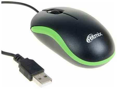 RITMIX Мышь ROM-111, проводная, оптическая, 800 dpi, USB, зелёная