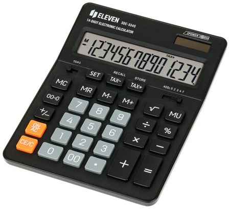 Калькулятор настольный Eleven SDC-554S, 14 разрядов, двойное питание, 155*205*36мм, черный 198367476514