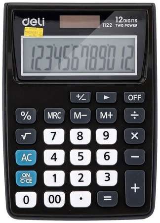 Калькулятор карманный Deli E1122, 12раз, LCD-дисплей, дв. питание, серый 198369237558