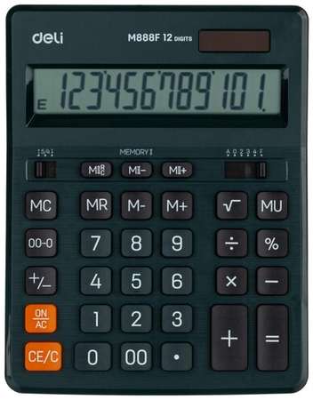 Калькулятор настольн. полноразм. Deli EM888F,12р, дв. пит,202x158мм, зел