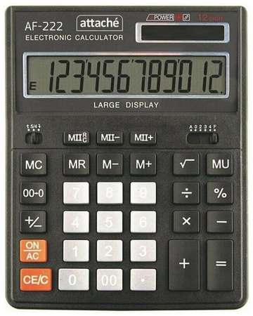 Калькулятор настоль. полноразм Attache AF-222, 12раз, дв. пит,203x158мм, черн 198377094774