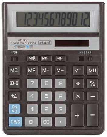 Калькулятор настольный полноразмерный AttacheAF-888,12р, дв. пит204x158мм, ч/с 198386088551