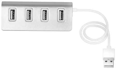 USB-концентратор GCR GCR-UH224S, разъемов: 4, 20 см, серебристый 19844043561795