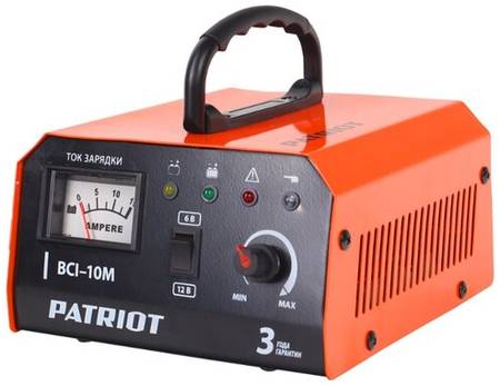 Зарядное устройство PATRIOT BCI-10M черный/оранжевый 400 Вт 1 А 10 А 19844058978930