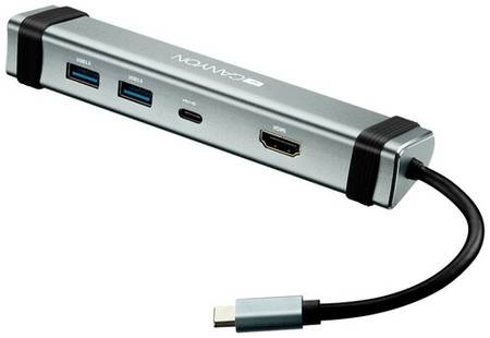USB-концентратор Canyon 4-в-1 USB Type C (CNS-TDS03DG), разъемов: 4, серый 19844064211297