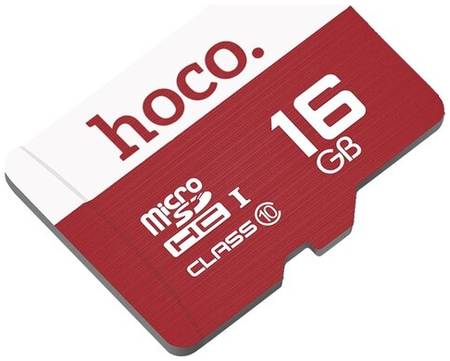 Карта памяти Hoco microSDHC 16 ГБ Class 10, UHS-I, R 85 МБ/с, 1 шт., красный 19844113050583