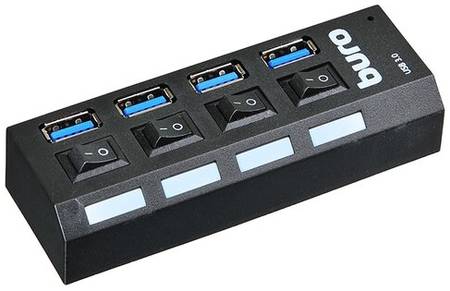 USB-концентратор Buro BU-HUB4-U3.0-L, разъемов: 4, 60 см, черный 19844115392326