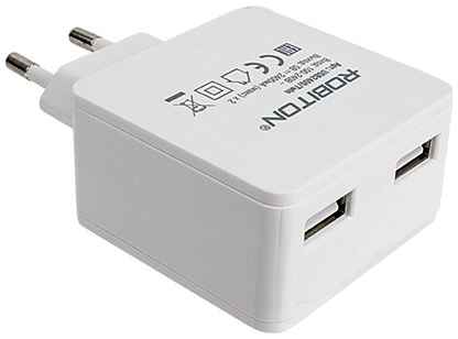 Сетевое зарядное устройство ROBITON USB2400/TWIN, белый 19844117963392