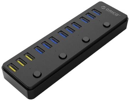 USB-концентратор ORICO P12-U3, разъемов: 12, черный 19844153505177