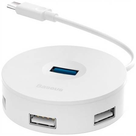 USB-концентратор Baseus round box Type-C HUB (CAHUB-G), разъемов: 4, 25 см, белый 19844153594438