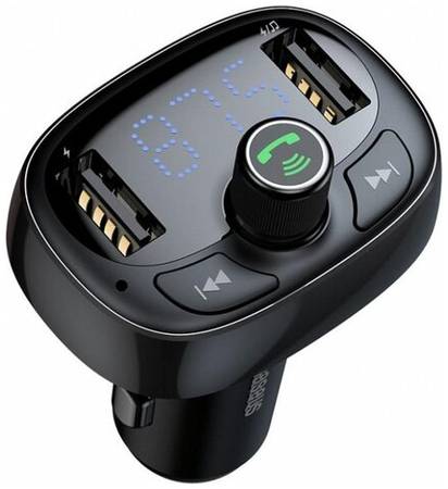 Автомобильное зарядное устройство Baseus T typed Bluetooth MP3 charger with car holder, 12 Вт, RU, черный 19844154620396