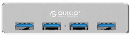 USB-концентратор ORICO MH4PU-SV, разъемов: 4, серебристый 19844259807875
