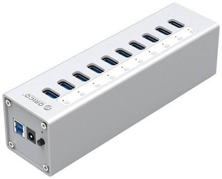 USB-концентратор ORICO A3H10, разъемов: 10, серебристый 19844259808550
