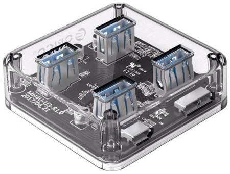 USB-концентратор ORICO MH4U-U3, разъемов: 4, 100 см, прозрачный 19844259814621