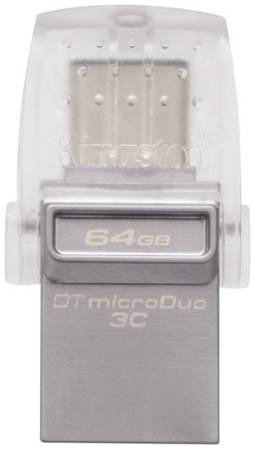 Флешка Kingston DataTraveler microDuo 3C 64 ГБ, 1 шт., серебристый 19844261056955