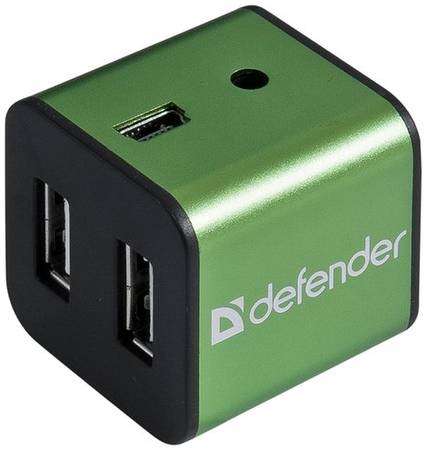 USB-концентратор Defender Quadro Iron (83506), разъемов: 4, зеленый 19844265870508