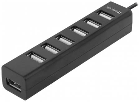USB-концентратор Defender Quadro Swift (83203), разъемов: 7, 60 см, черный 19844291132990