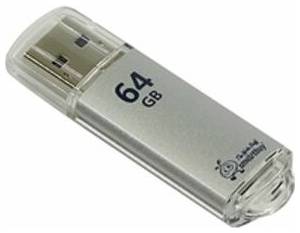 Флешка SmartBuy V-Cut USB 3.0/3.1 64 ГБ, 1 шт., серебристый 19844298231748