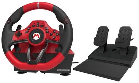 Руль HORI Mario Kart Racing Wheel Pro Deluxe, черный/красный, 1 шт 19844303271748