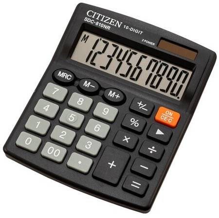 Калькулятор бухгалтерский CITIZEN SDC-810NR, черный 19844305604207