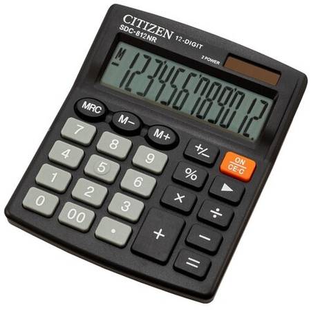 Калькулятор бухгалтерский CITIZEN SDC-812NR, черный 19844305618805