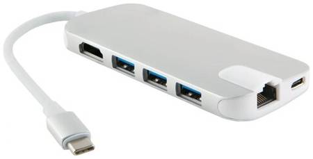 USB-концентратор Red Line Multiport adapter Type-C 8 in 1, разъемов: 8, серебристый 19844305985206