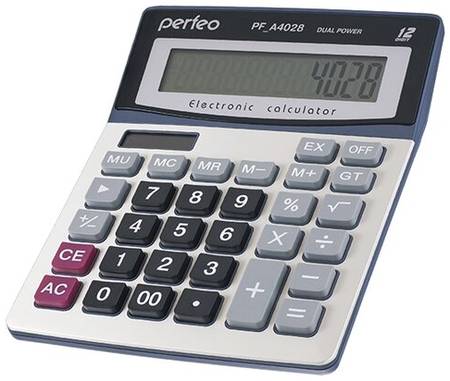 Калькулятор Perfeo PF_A4028, бухгалтерский, 12-разр., GT, серебристый 19844355180574