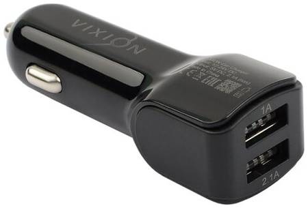 Автомобильное зарядное устройство VIXION U22 (2-USB/2.1A) длинный блок (черный) 19844355968346
