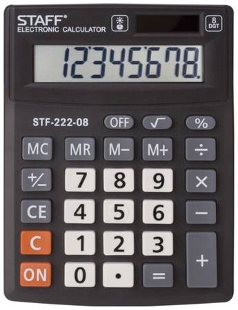 Калькулятор настольный STAFF STF-222-08, черный 19844364828953