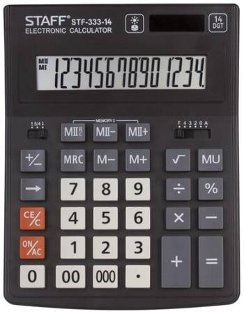 Калькулятор бухгалтерский STAFF STF-333-14, черный, 2 шт 19844364871388