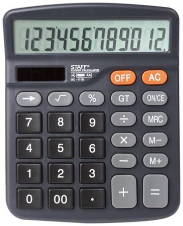 Калькулятор настольный STAFF DC-111S, черный 19844364871923