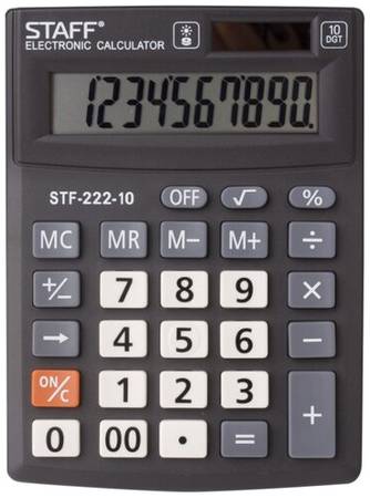 Калькулятор настольный STAFF STF-222-10, черный 19844364877386