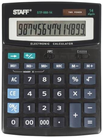 Калькулятор бухгалтерский STAFF STF-888-14, черный, 3 шт 19844383591306