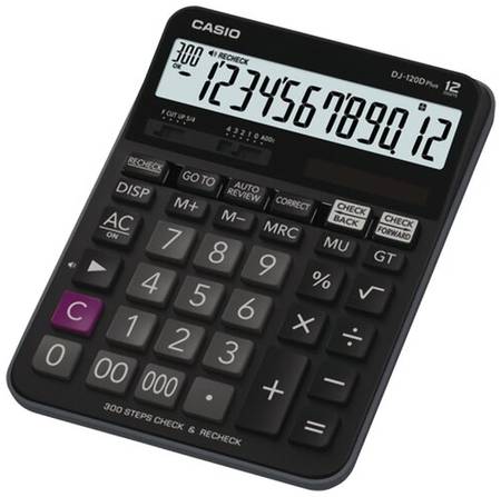Калькулятор бухгалтерский CASIO DJ-120DPLUS-W, черный 19844383596299