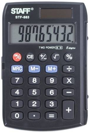 Калькулятор карманный STAFF STF-883, черный 19844383596589