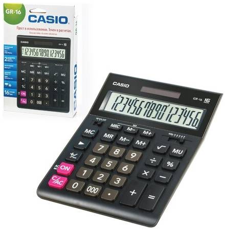 Калькулятор бухгалтерский CASIO GR-16, черный 19844385010993