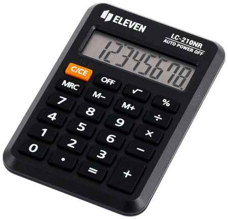 Eleven Калькулятор карманный LC-210NR, 8 разр, питание от батарейки, 64*98*12мм, черный 19844392355601