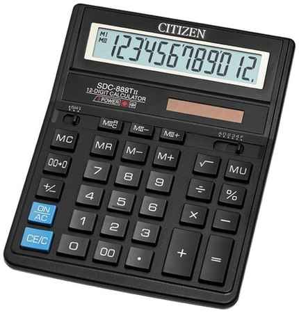 Калькулятор настольный Citizen SDC-888XBL, 12 разр, двойное питание, 158*203*31мм, синий 19844392549611