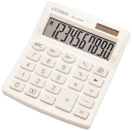 Eleven Калькулятор настольный Citizen SDC810NRWHE, 10 разр, двойное питание, 127*105*21мм, белый 19844395167720