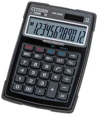Калькулятор настольный CITIZEN WR-3000, черный/серый 19844507930376