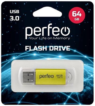 USB флешка Perfeo 3.0 64GB C14 Gold metal series 19844520819390