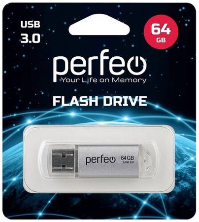 USB флешка Perfeo 3.0 64GB C14 Silver metal series