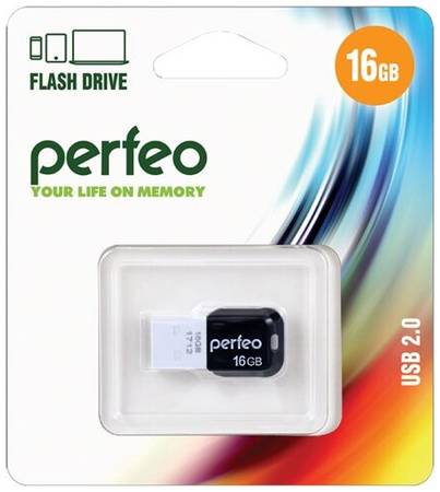 Флешка Perfeo M02 16 ГБ, черный/белый 19844543972601