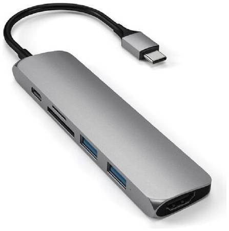 USB-C адаптер Satechi Type-C Slim Multiport Adapter V2. Интерфейс USB-C. Цвет серый космос 19844556435970