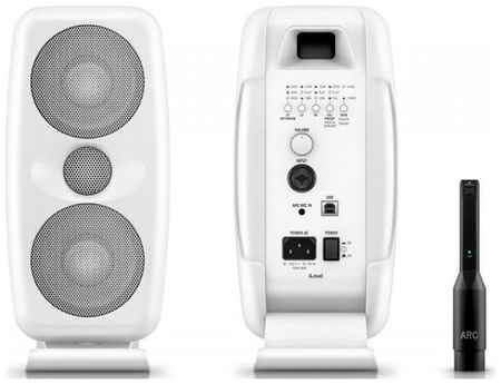IK Multimedia Hi-res MTM reference studio monitor (single). Phase-coherent resp. 40Hz-24kHz freq. resp. (+/- 2dB). 100W RMS per speaker. Built-in ARC – White 19844558116772